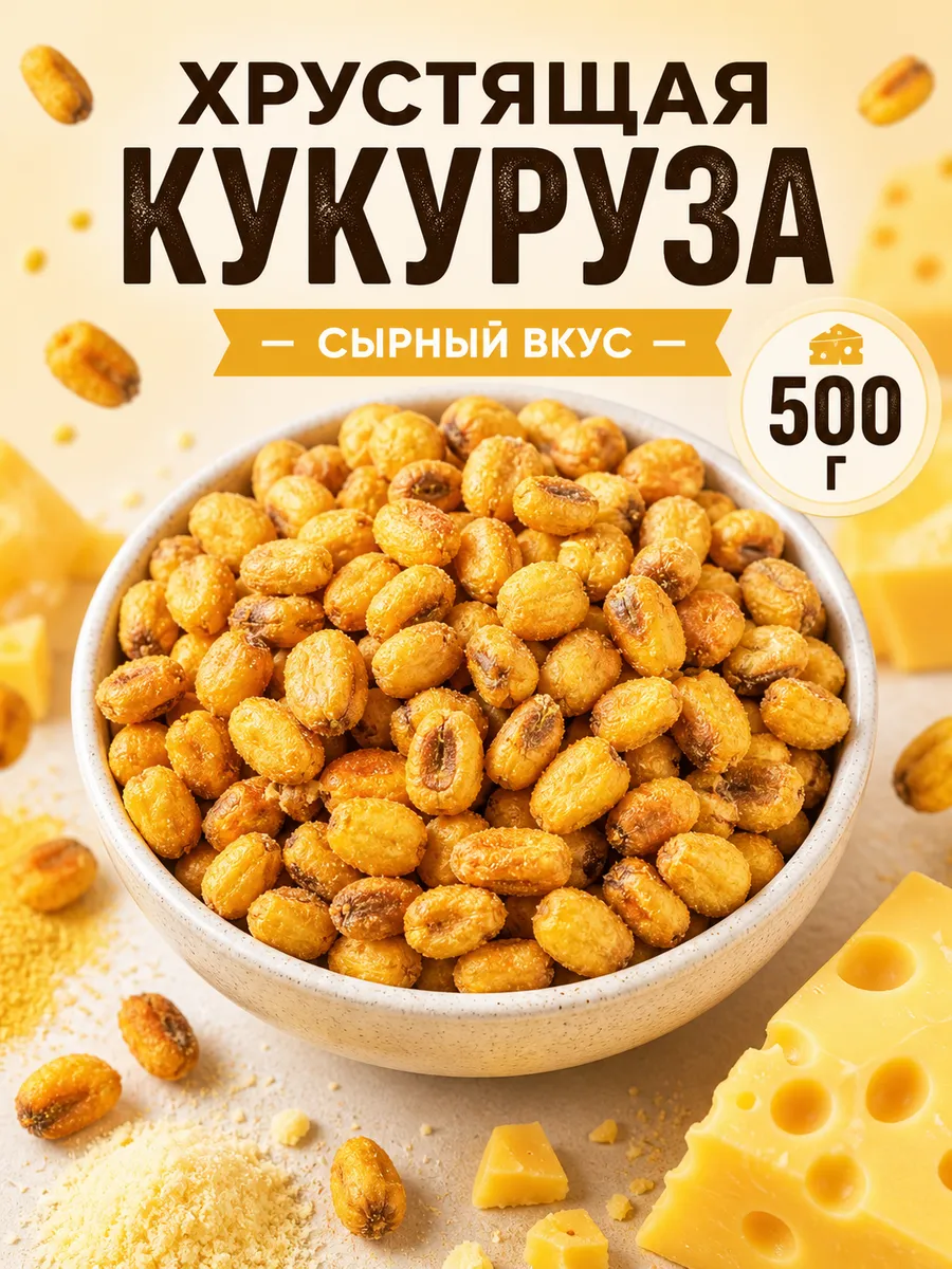 Кукуруза жареная со вкусом сыра 500гр