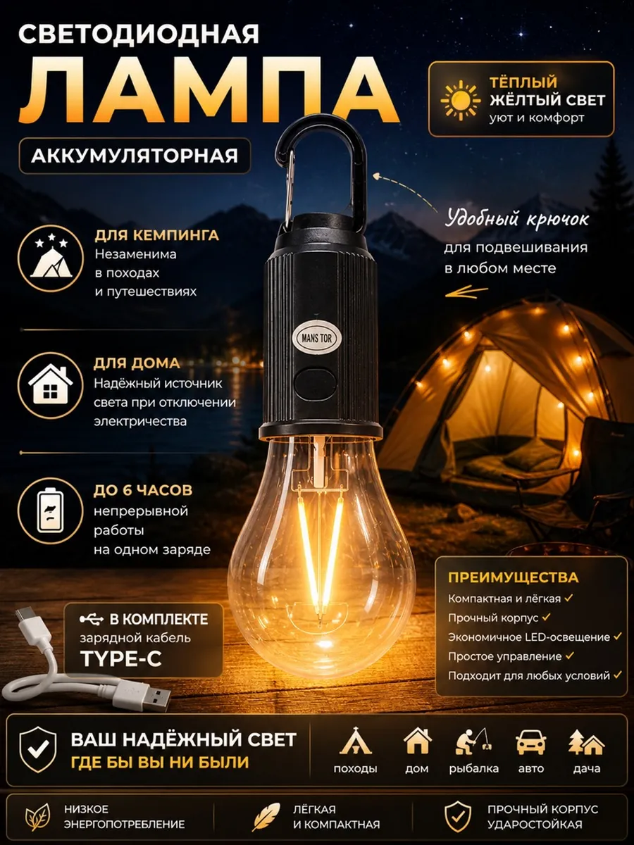 Лампа Фонарь Кемпинг-й MN-2066 подвесной