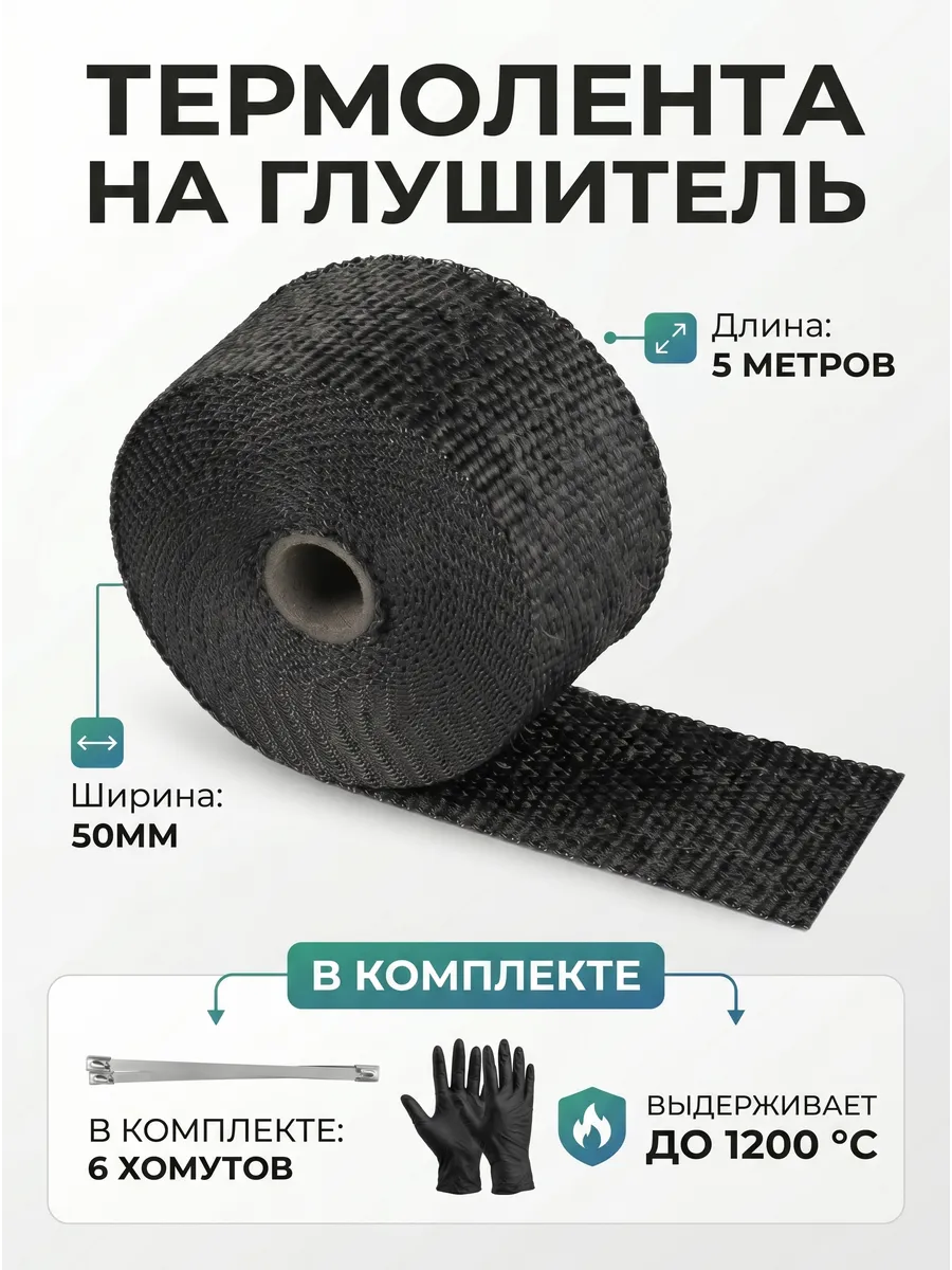 Термолента для глушителя 5метров