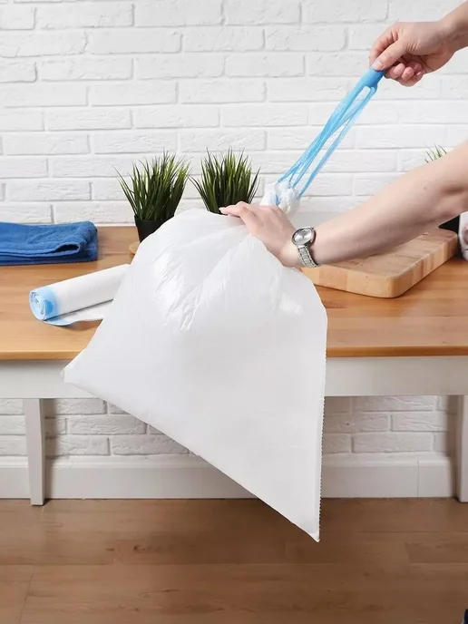 Bossclean Пакеты для мусора 35 л с завязками особопрочные, 40 шт, 35 л, 40 шт, фото 4