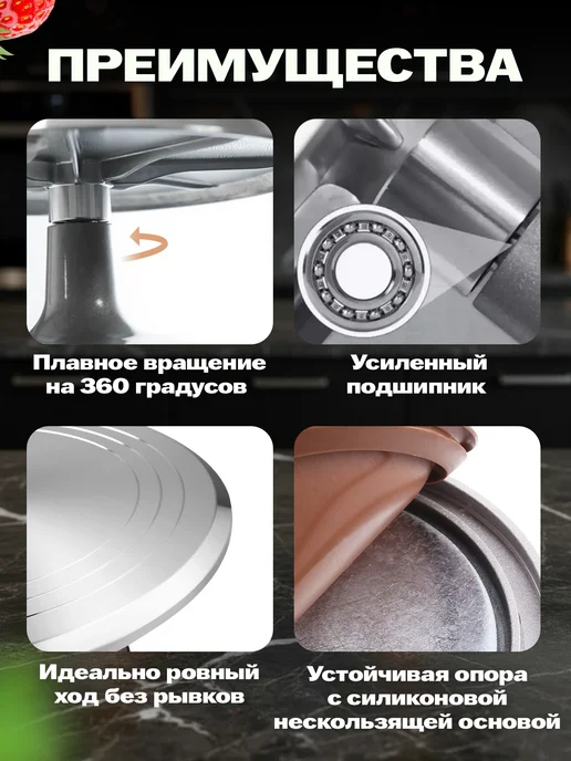 SHOSTT Тортовница вращающаяся металлическая с ножкой 31 см, серый, фото 3