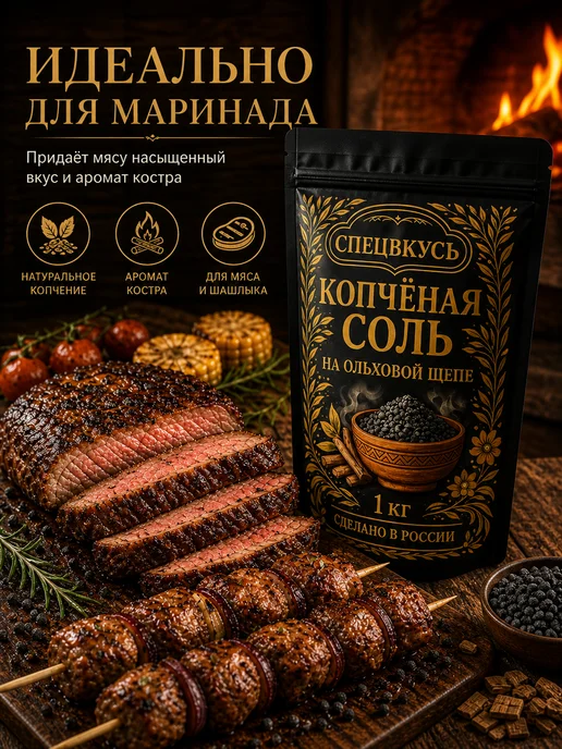 Спецвкусъ Копчёная соль на Ольхе пищевая 150 г, 1 кг, фото 2