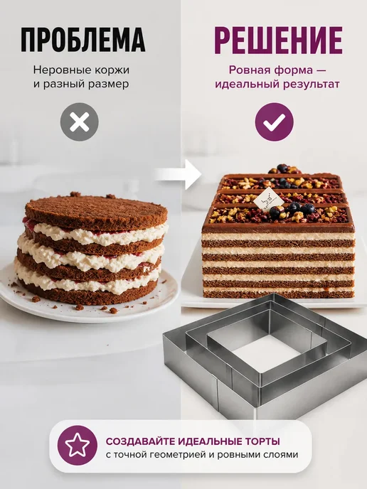 Baya Shop Кондитерские формочки квадратные набор 3, 3 шт, фото 2