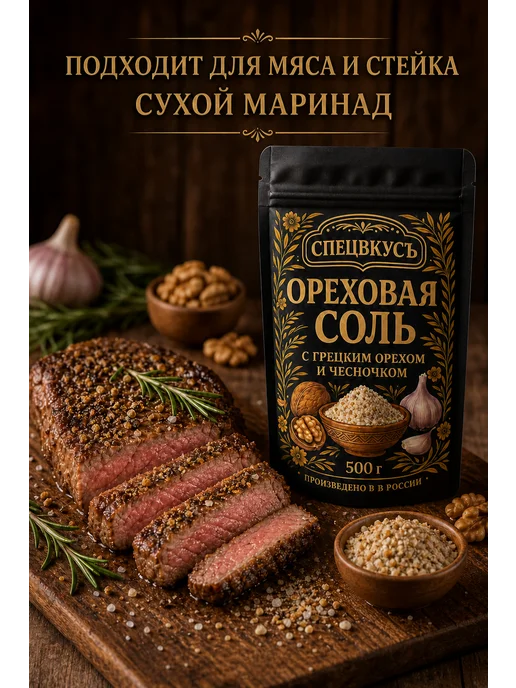 Спецвкусъ Соль ореховая чесночная пищевая вкусная специя 150 г, 500 г, фото 4