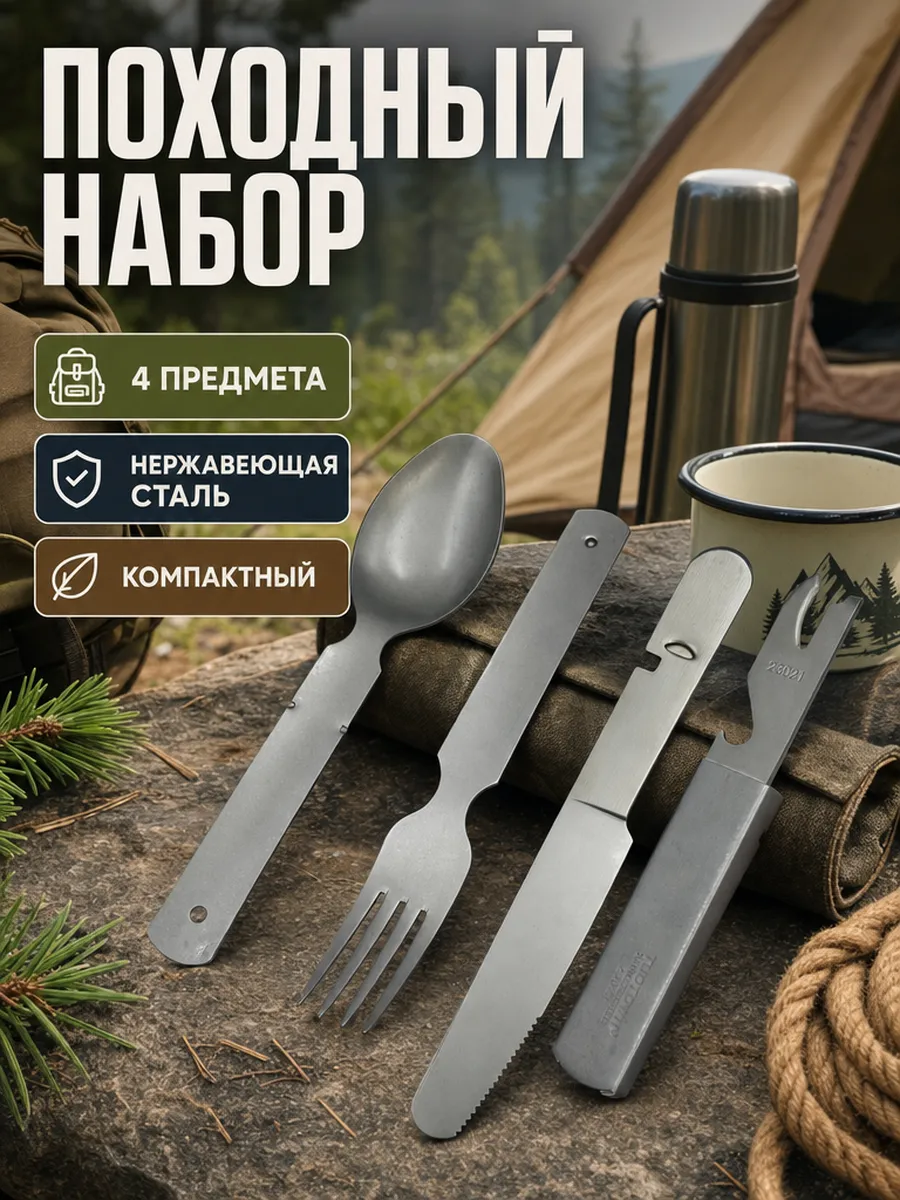 Походный туристический набор ложка вилка бундесвер