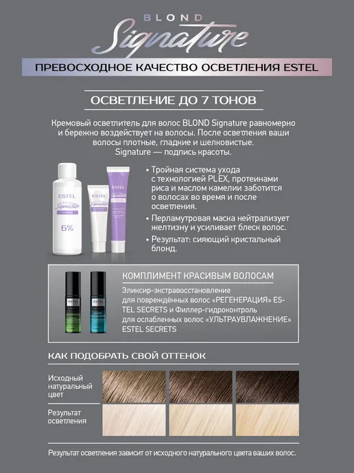 Осветлитель для волос SIGNATURE BLOND и оксид 6%, 150 мл, фото 2