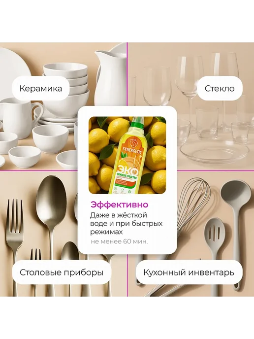 Средство для посудомоечной машины SYNERGETIC Pro, 1000мл, 1 л, фото 5
