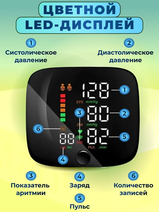 Тонометр для измерения давления на запястье автоматический, черный, фото 4