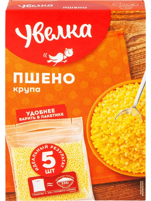 Пшено УВЕЛКА в пакетиках, 5х80г, 5x80, 400 г