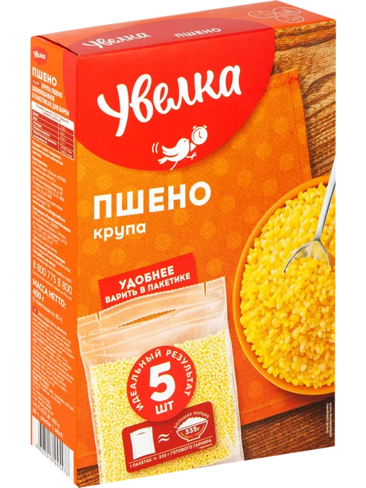 Пшено УВЕЛКА в пакетиках, 5х80г, 5x80, 400 г, фото 2
