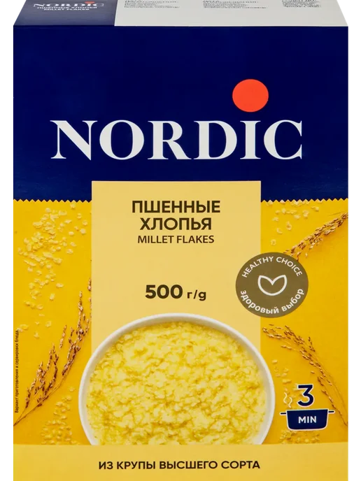 Хлопья пшенные NORDIC, 500г, 500 г