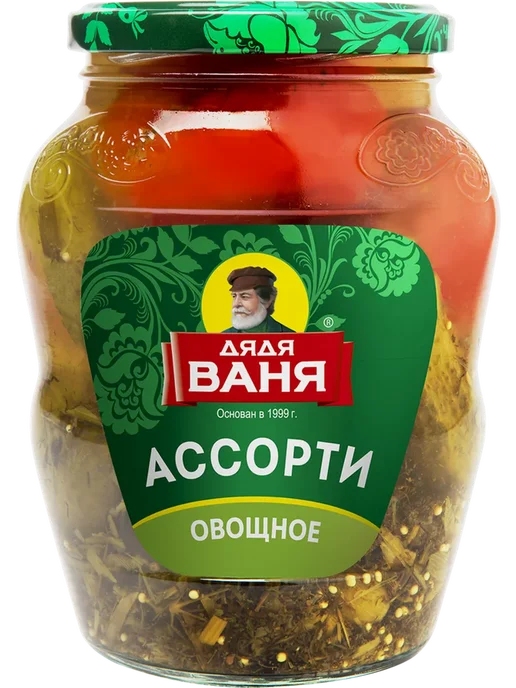 Ассорти маринованное ДЯДЯ ВАНЯ огурцы и томаты, 680г, 680 г
