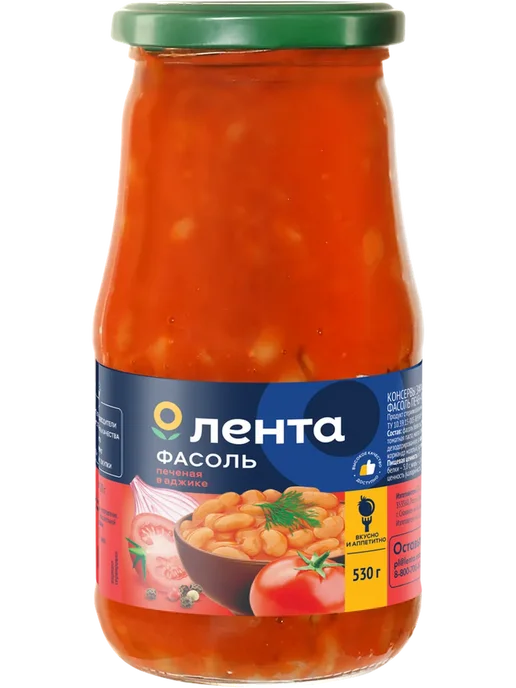 Фасоль печеная ЛЕНТА в аджике, 530г, 530 г