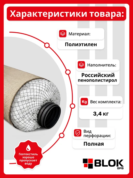 Blokspb Труба дренажная SoftRock R-drain D110 300 3 метра, 3 м, фото 2