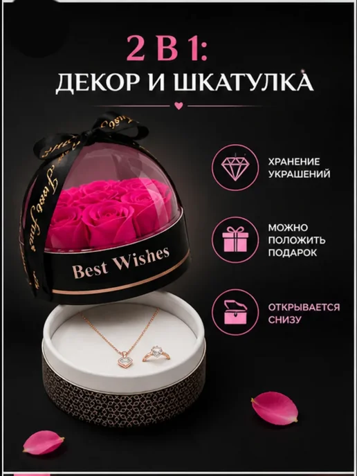 ЛАКА Подарочная коробка с мыльными цветами с шкатулкой, розовый, фото 2