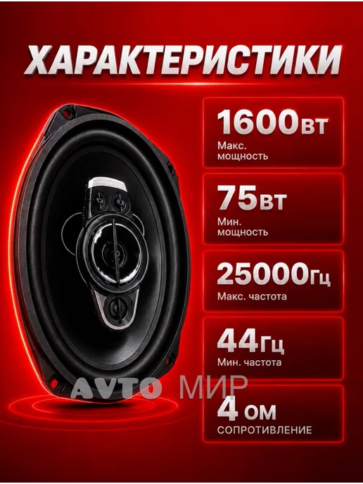PioneerTS Колонки автомобильные 6x9 овалы блины в машину коаксиальные, 6x9, фото 2