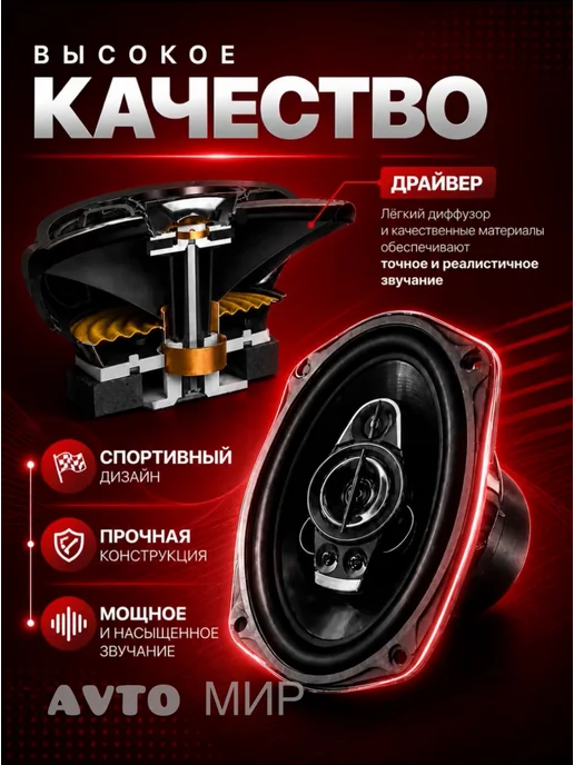 PioneerTS Колонки автомобильные 6x9 овалы блины в машину коаксиальные, 6x9, фото 5