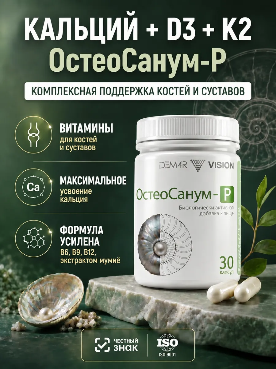 Кальций, D3 и К2 ОстеоСанум-Р для костей, суставов