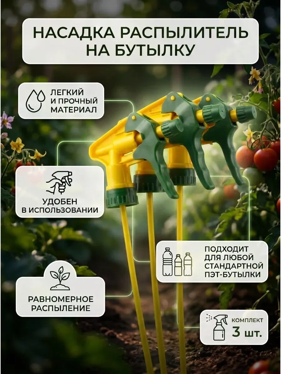 Распылитель для воды на бутылку (3 шт)