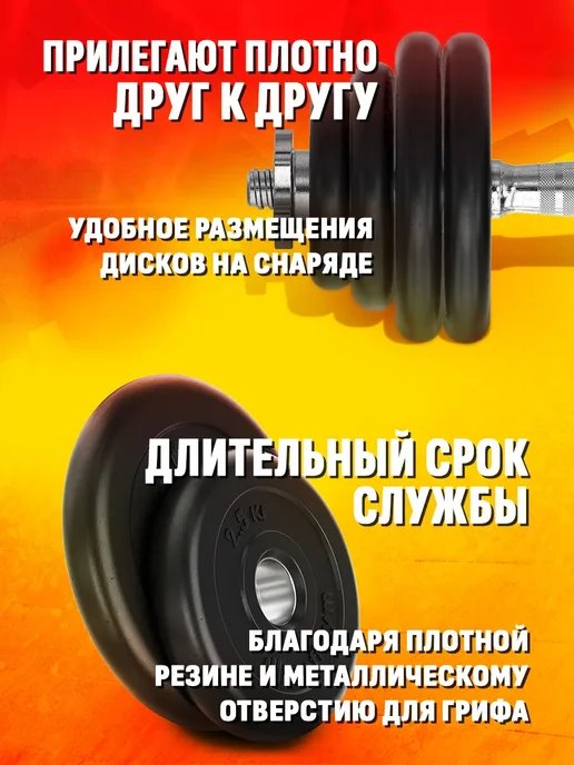 Profigym Диск 2,5 кг для штанги и гантелей - блин для грифа 31 мм, 5 кг, фото 2