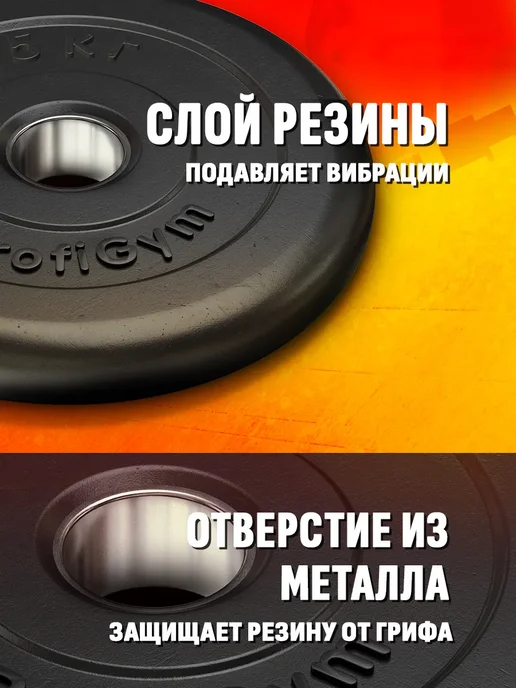 Profigym Диск 2,5 кг для штанги и гантелей - блин для грифа 31 мм, 5 кг, фото 4