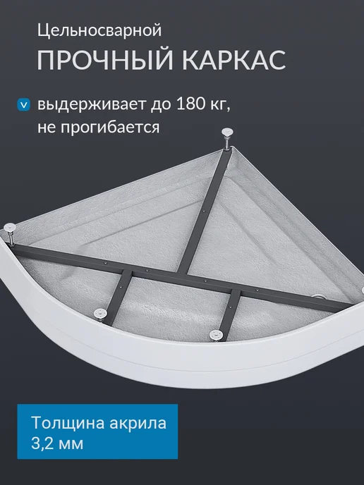 Aquatek Поддон для душа 100x80 с каркасом, экраном и сифоном, 100x100, фото 4