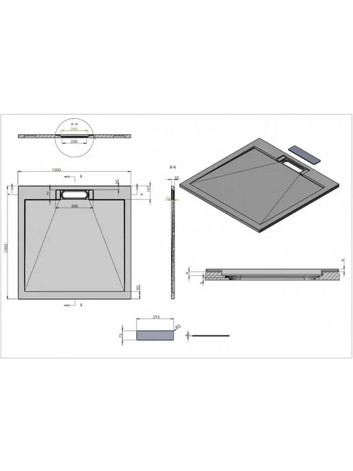 Esbano Поддон для душа ESP-LX100G, серый, фото 4