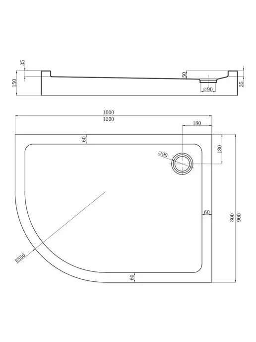 Veconi Поддон для душа Tezeo TZ-55RB 100x80x15 черный, 120x90x15, фото 4