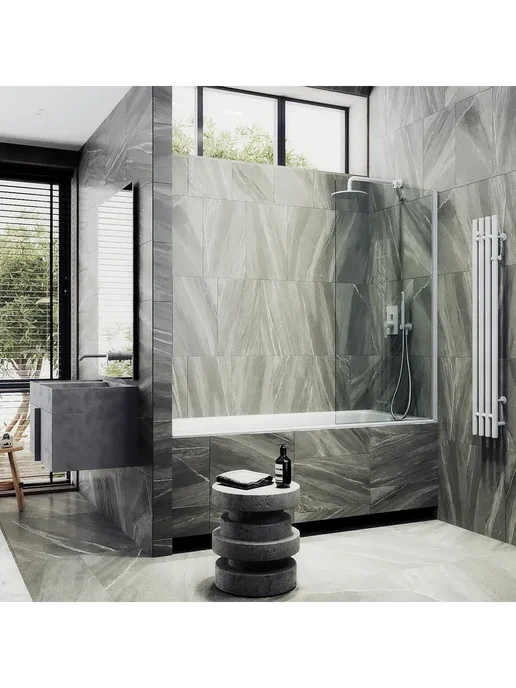 MAYBAH GLASS Шторка на ванну MaybahGlass MGV-61-1ш прозрачное белый, белый, фото 2