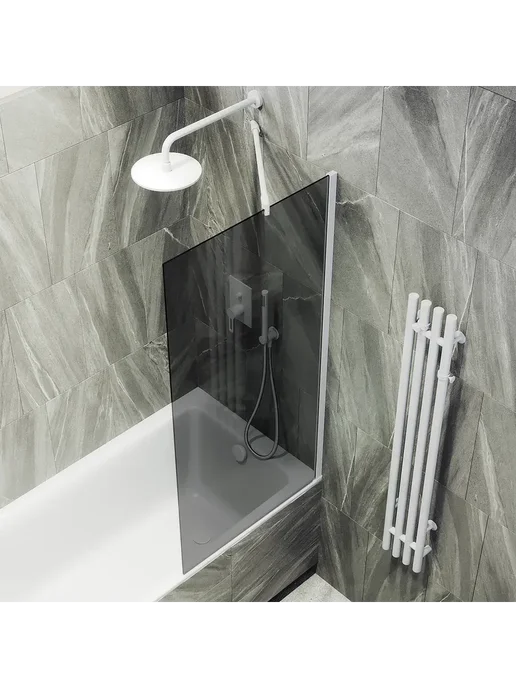 MAYBAH GLASS Шторка на ванну MaybahGlass MGV-82-1ш тонированное белый, белый, фото 3