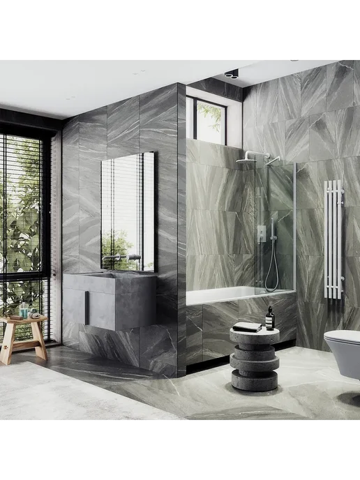 MAYBAH GLASS Шторка на ванну MaybahGlass MGV-62-1ш прозрачное белый, белый