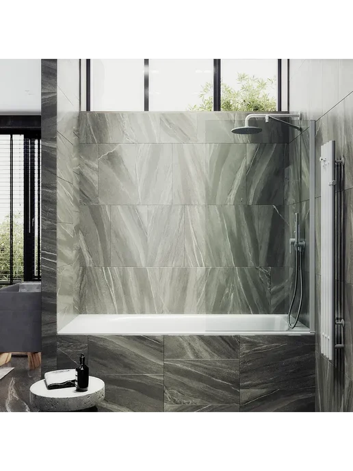 MAYBAH GLASS Шторка на ванну MaybahGlass MGV-65-1ш прозрачное белый, белый, фото 4
