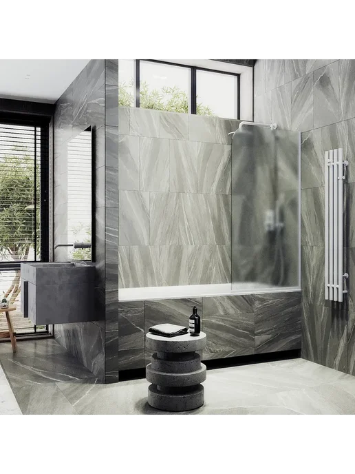 MAYBAH GLASS Шторка на ванну MaybahGlass MGV-130-1у матовое белый, белый, фото 2