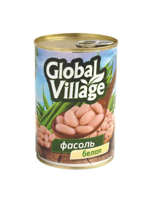 Фасоль Global Village белая в собственном соку 425 мл, 425 мл