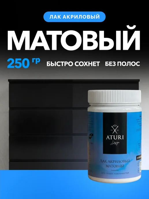 Aturi Design Лак для мебели матовый без запаха прозрачный Classic 250 гр, 250 г