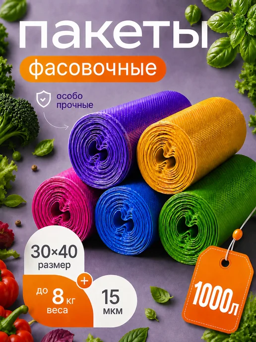 Центр упаковки Пакеты фасовочные 5 цветов, 5 цв.