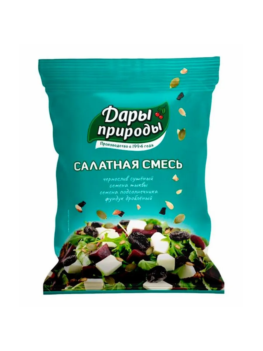 Смесь семечек и орехов Дары Природы Салатная с черносливом 8
