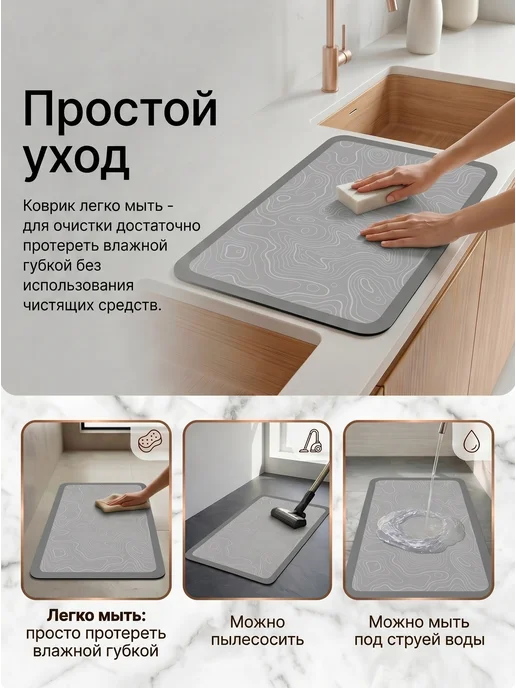 PERFECTO LINEA Коврик для ванны и туалета влаговпитывающий 50х80см, 50x80 см, фото 5
