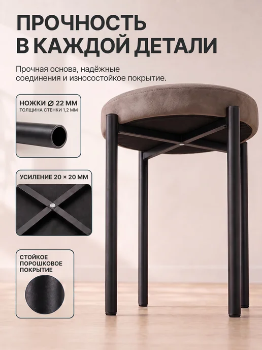 Табурет для кухни 2 шт мягкий велюровый, 2 шт, фото 3