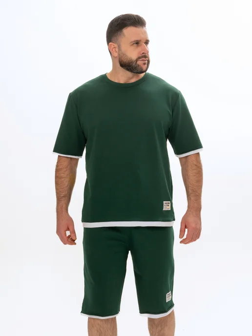 EVERLY WEAR Костюм спортивный летний с шортами, зеленый, фото 5