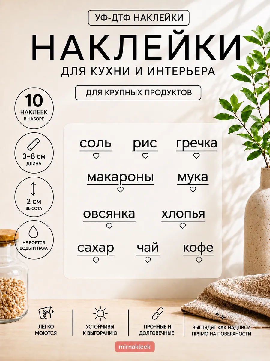УФ ДТФ Наклейки для кухни на банки без фона черные