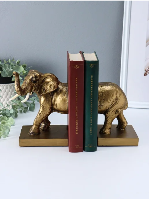 ПМДК Подставка для книг полистоун "Слон", 12х21х18 см, 21x18 см, фото 3
