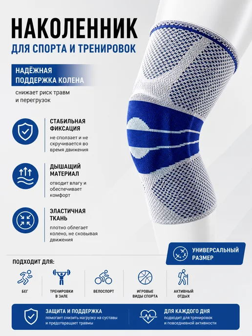 Sport Наколенники универсальный для волейбола, танцев, борьба, серый