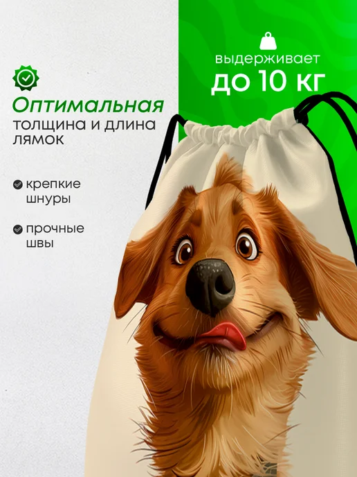 BestArt Мешок для обуви большой в школу Собака, оранжевый, фото 2
