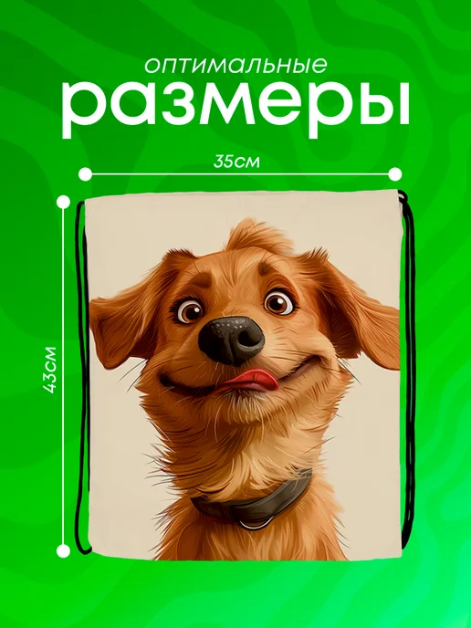 BestArt Мешок для обуви большой в школу Собака, оранжевый, фото 3