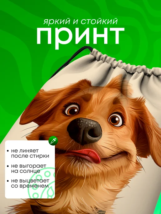 BestArt Мешок для обуви большой в школу Собака, оранжевый, фото 5
