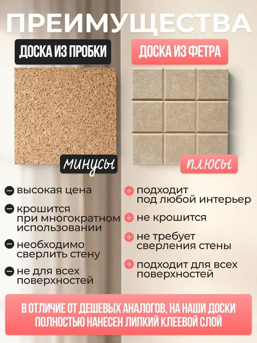 Palvo Premium Доска для заметок и фото из фетра, бежевый, фото 3