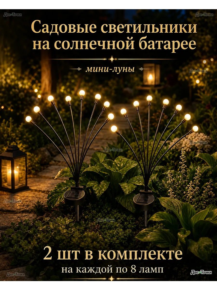 Светильник садовый на солнечной батарее луна