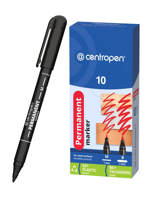 CENTROPEN Маркер перманент. CENTRОPEN PERMANENT 1,00 мм черный 2 шт, 2 шт, фото 2