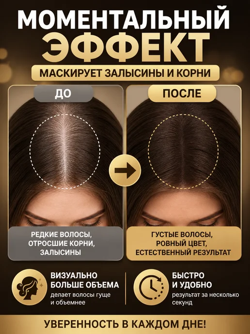 WeLuxe Store Спрей-краска для отросших корней волос и седины, коричневый, фото 2